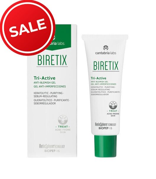 Лікувальний протизапальний гель для шкіри з акне / Cantabria labs Biretix Tri-Active Anti-Blemish Gel, 50 ml